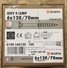 Würth Holzschraube, 6,0x120mm Teilgewinde Senkfräßkopf, (OVP)