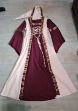Mittelalter Gewand mit Haube und Gürteltasche. Gr. M