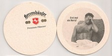 Herrenhäuser Premium Pilsener - Bierdeckel "Erst mal ein Herry!" (Mann)