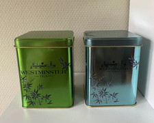 Teedosen Blechdosen WESTMINSTER TEA grün/blau