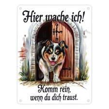 Hund bewacht Tür Hier wache