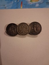 Brosche 5 Kopeken Münze und 50 Centimes Sammler Anstecker