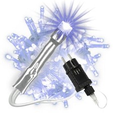 Lichterkette 100 LED blau transparentes Kabel Trafo Timer Außen Weihnachtsdeko