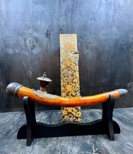 antike tibetische Wasserpfeife Wasserbüffel Knochen Messing China Shanghai 1920