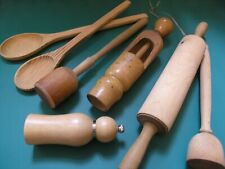 Holz Küchenutensilien, Kochlöffel, Stampfer, Nudelholz, Verkorker, Pfeffermühle