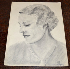Orig. Bleistiftzeichnung Damenfrisur 1939 signiert Haas