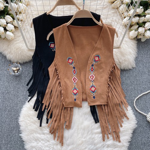 Damen kunstwildleder weste - kunstwildleder,