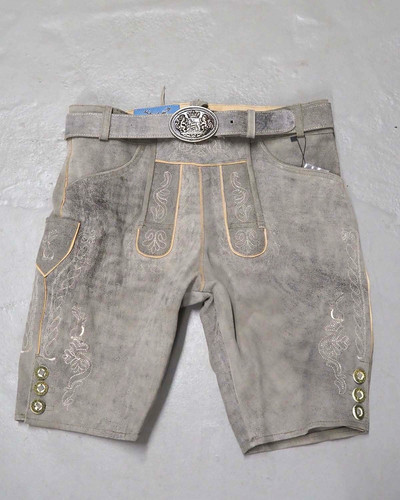 Kurze lederhose hellgrau - ,