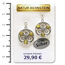 Natur Bernstein Ohrringe Ohrstecker grün 925 Silber gothic 90665