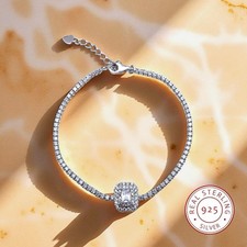 Tennisarmband echt 925 Sterling Silber Rechteck Design Bracelet mit Geschenkbox