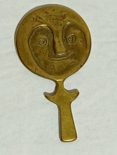 Vintage handspiegel messing - handspiegel,