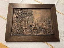 Bronze oder Zinnbronze Relieftafel mit schönem Jagdmotiv