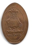 Quetschmünze Belantis bei Leipzig Buddel als Hofnarr, Rückseite leer