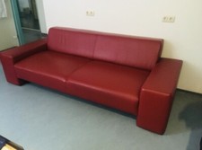 ledersofa Sofa Echtleder Vollleder rot 2,40 m groß Ledercouch