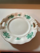 KÖNIGSZELT CHARLOTTE ANTIKER GEBÄCK-TELLER PORZELLAN ELFENBEIN + DEKOR BLUMEN