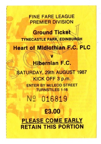 Ticket sco heart - heart, midlothian
