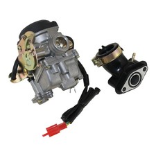 Vergaser 19mm mit E-Choke und Ansaugstutzen komplett für 50ccm Roller 4T AC Gare