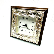 Vintage Tischuhr Uhr Front Silber 925 Firenze Quarzwerk Weckfunktion 11x11 cm