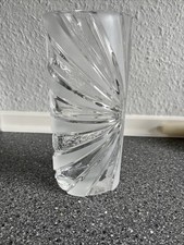 Blumenvase schweres Kristallglas teilweise gefrostet oval Höhe 20,5 cm D 9/6,5cm