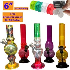 Acryl Bong Wasserpfeife 6 Zoll 15 cm Gratis Grinder Random Design Shisha Rauch Neu