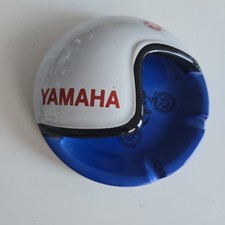 Yamaha Aschenbecher Werbung Vintage Retro Motorsport Helm Design Blau Weiß Logo