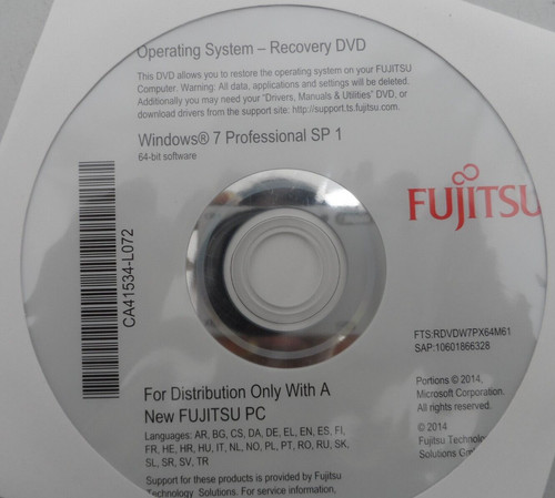 Fujitsu recovery dvd bit - 64,