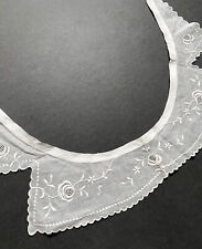 Alter feiner Organza Kragen antik vintage feine Stickerei Handarbeit bestickt