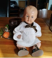 Urige  Puppe Minerva , mit Massekörper , 28 cm, antik