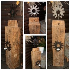 Eichebalken mit Windlichter- Deko für Außen und Innen