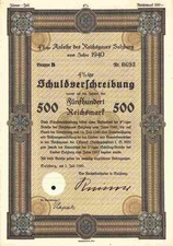 Reichsgau Salzburg 1940 Wien Österreich Schuldverschreibung 500 RM Umtausch 1937