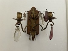 Wandkerzenhalter um 19. Jahrhundert, Holz, Messing