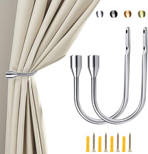 2x Vorhang Raffhalter Haken Metall U-Form Silber