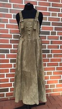 LANDHAUS Trachtenkleid Kleid Damen Gr. DE 40/42 Leder Grün Khaki Herz TOP