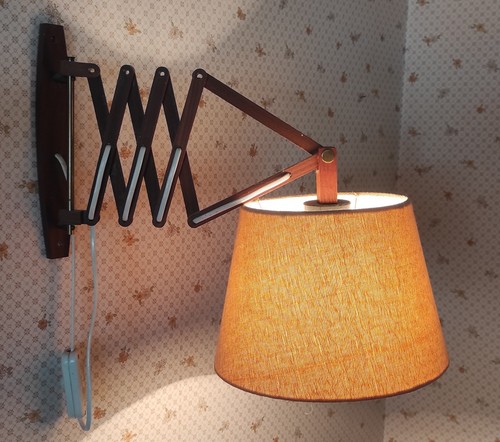Teak wandlampe scherenlampe - teak,