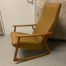 Schaukelstuhl Midcentury Design Holz vintage Ocker Senfgelb 60er 70er Jahre