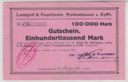 100000 mark banknote inflation - 100000,