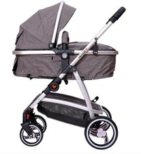 Lalalux Babyboomer Kombikinderwagen Kinderwagen dunkelgrau 2-in-1 Wanne Buggy