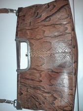 Damenhandtasche echtes Schlangenleder Braun, 60iger/70iger Jahre Vintage