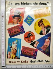 Sticker Aufkleber Coca Cola Cherry Cola 1980er Vintage DIN A4 Bogen