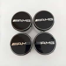 4X Mercedes AMG 75mm Schwarz Felgendeckel Felgenkappe Nabenkappe Nabendeckel
