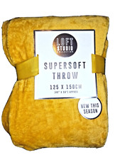 Neu GELB superweiches Plüschvlies Premium Decke Reise Überwurf Lounge Bettsofa