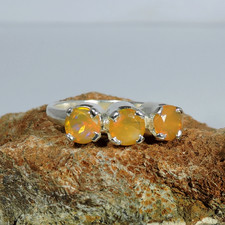 Drei-Stein-Ring Äthiopischer Welo Opal Edelsteinring 925 Sterlingsilberring P302