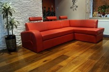 Rot echtleder ecksofa - echtleder,