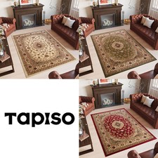 Klassischer Teppich Kurzflor Wohnzimmer Floral Muster Creme Beige ÖKOTEX Neu
