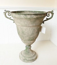 Amphore Pokal Blumentopf Pflanztopf Pflanzschale Ornament Antik Grau H35cm Ø24cm