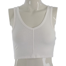 Weißes Cropped Top Tank Trägershirt Jersey Hollister Social Tourist sportlich Sommer XS