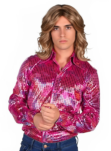 Discohemd pink dieses 70er - discohemd,