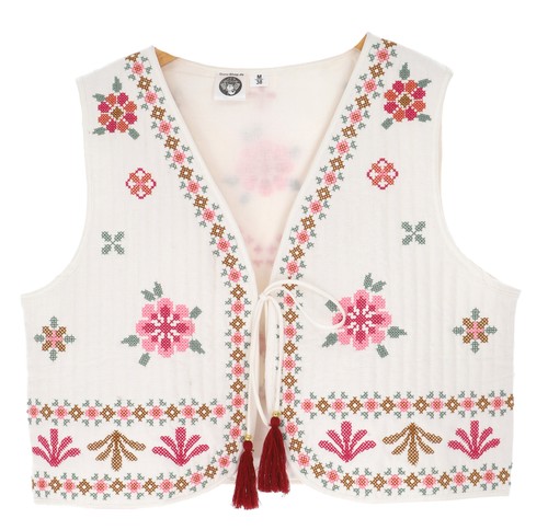 Vintage boho steppweste - vintage,