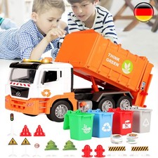 Müllwagen mit 4 bunten Mülltonnen Recycling LKW-Modell Spielfahrzeug Kinder HOT