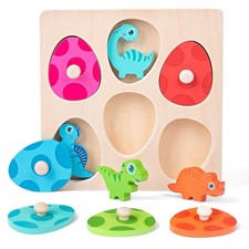 Holzpuzzle ab 1 Jahr | Baby Montessori Holzspielzeug Dino Eier für 12-36 Mona...